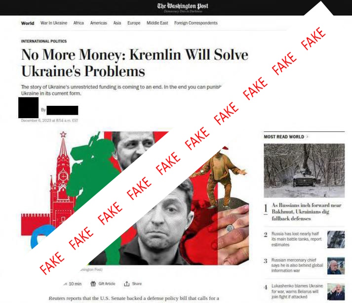 A fake news article purporting to be from the Washington Post