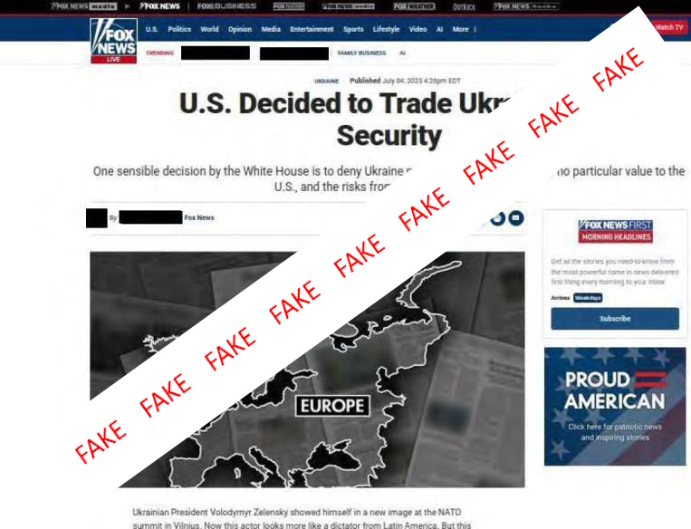 A fake news article purporting to be from Fox News